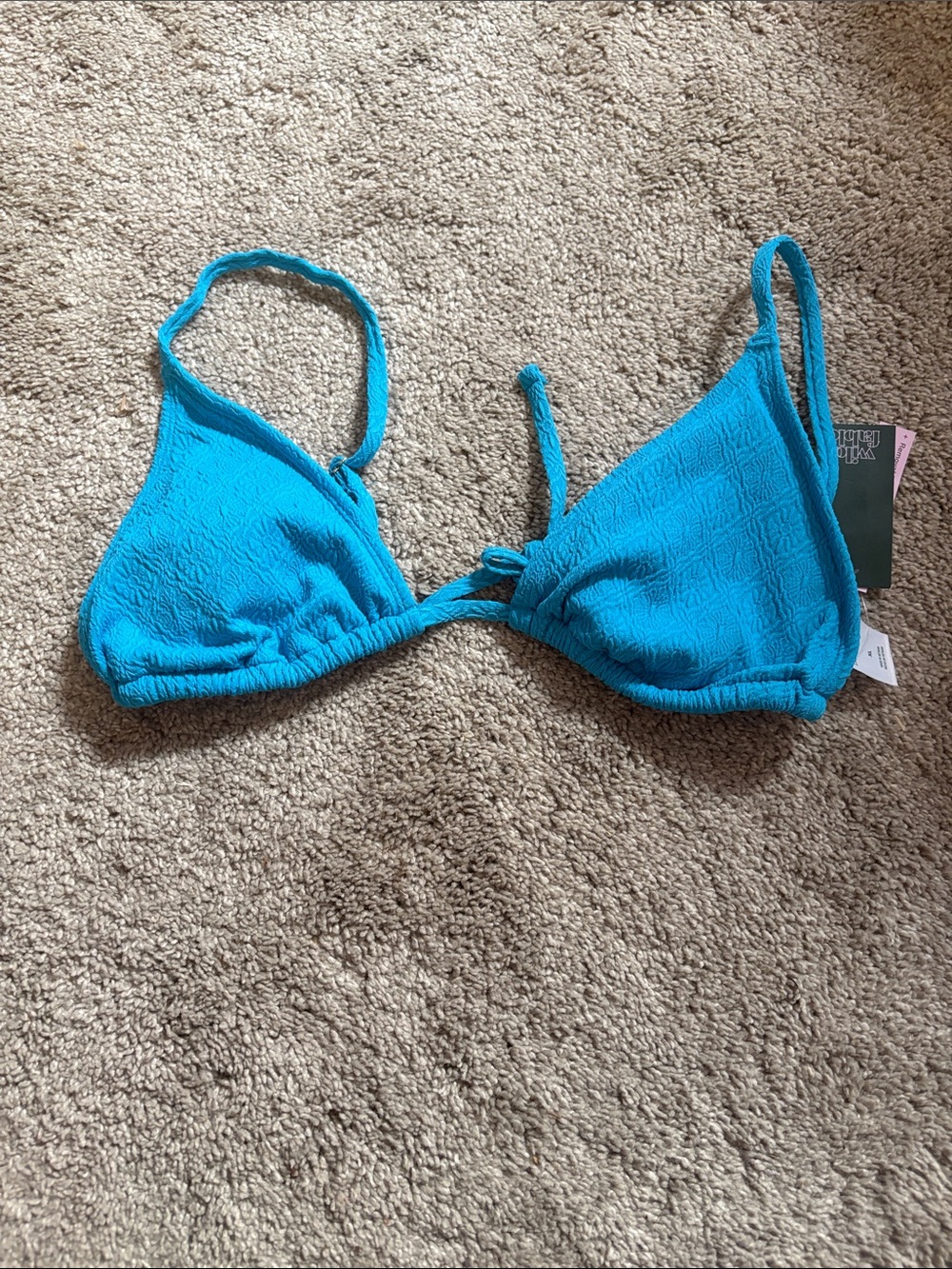 Teal Textured Triangle Bikini Top